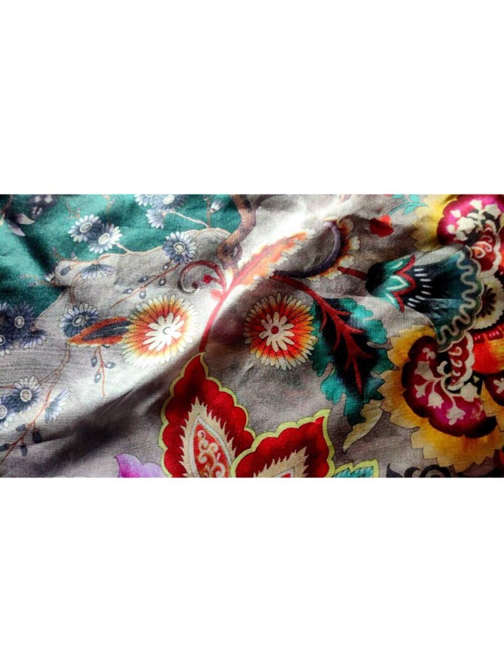 Floral Silk Scarf W/Tassels Multicolor 100% Silk Lightweight And Elegant Design - Picture 5 of 9